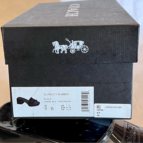 Coach Scarlett Rubber Block Heel Sandals Size 9 Black - Picture 12 of 13